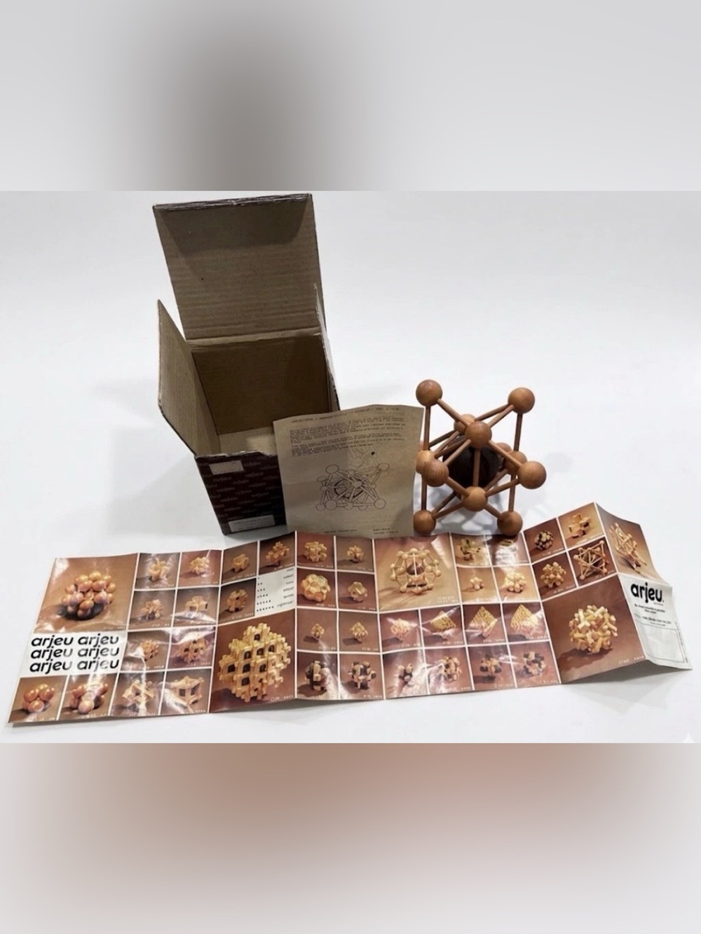 Vintage ARJEU Atom CT 414 Wooden Brain Teaser Puzzle - J.P. Pierlot France BOXED